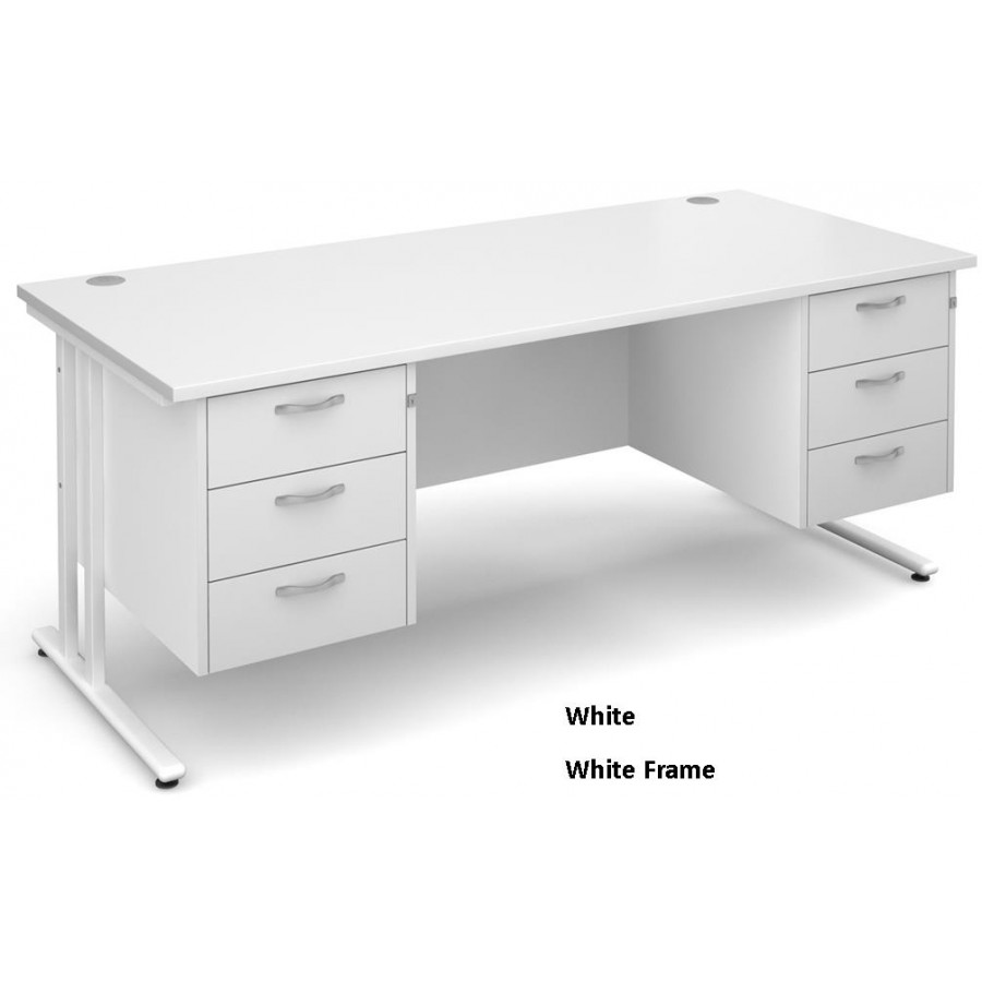 Maestro Cantilever Straight Desk with 2 Pedestals